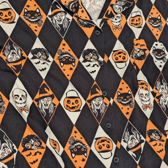 Halloween Women's Black Soot Diamond Print Shorty Pajama PJ Set 2-Piece Size 2XL - Picture 3 of 7